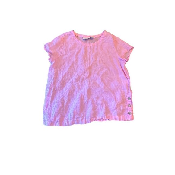 Cynthia Rowley Tops - Cynthia‎ Rowley Pink 100% Linen T Shirt Button Detail Size Large